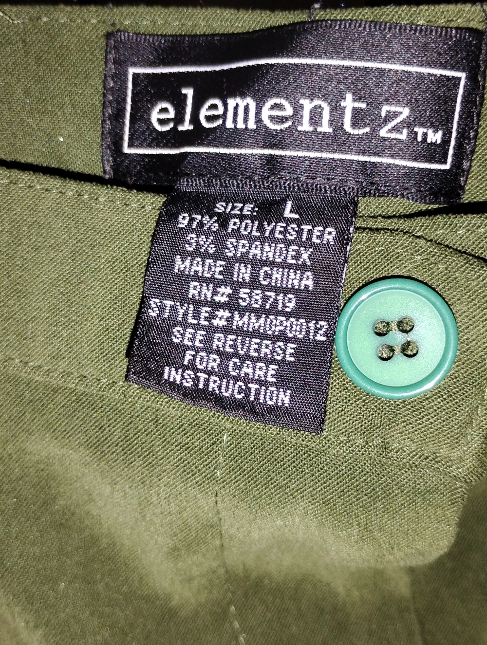 Elementz Pants, Olive Green, Women's Size Large, Pre-owned - Picture 6 of 7